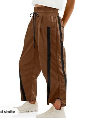 Women’s Brown Jogger Pants with Black Side Stripes